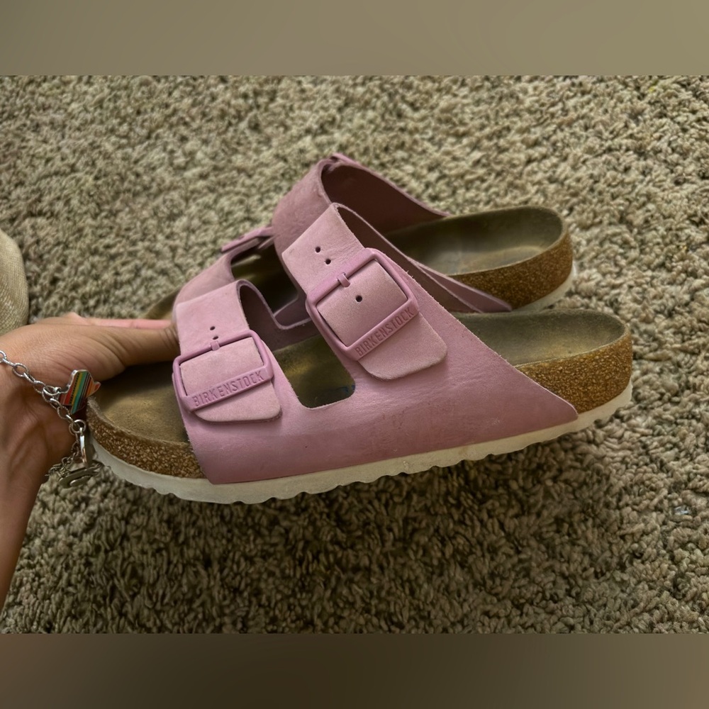 Used suede leather Birkenstocks - Rosy cool toned pink